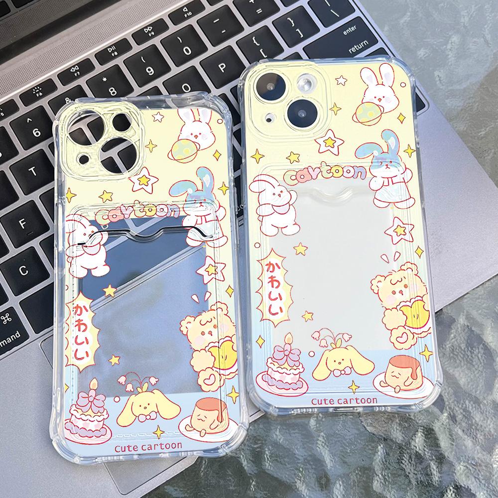 Korttelefonveske for iPhone 11 13 XR 15 14 Pro Max iPhone 12 16 7 8 Plus XS Max Samsung S24 S23 A15 A55 A05 A54 Redmi 12 13C 13 9 Cartoon Protection