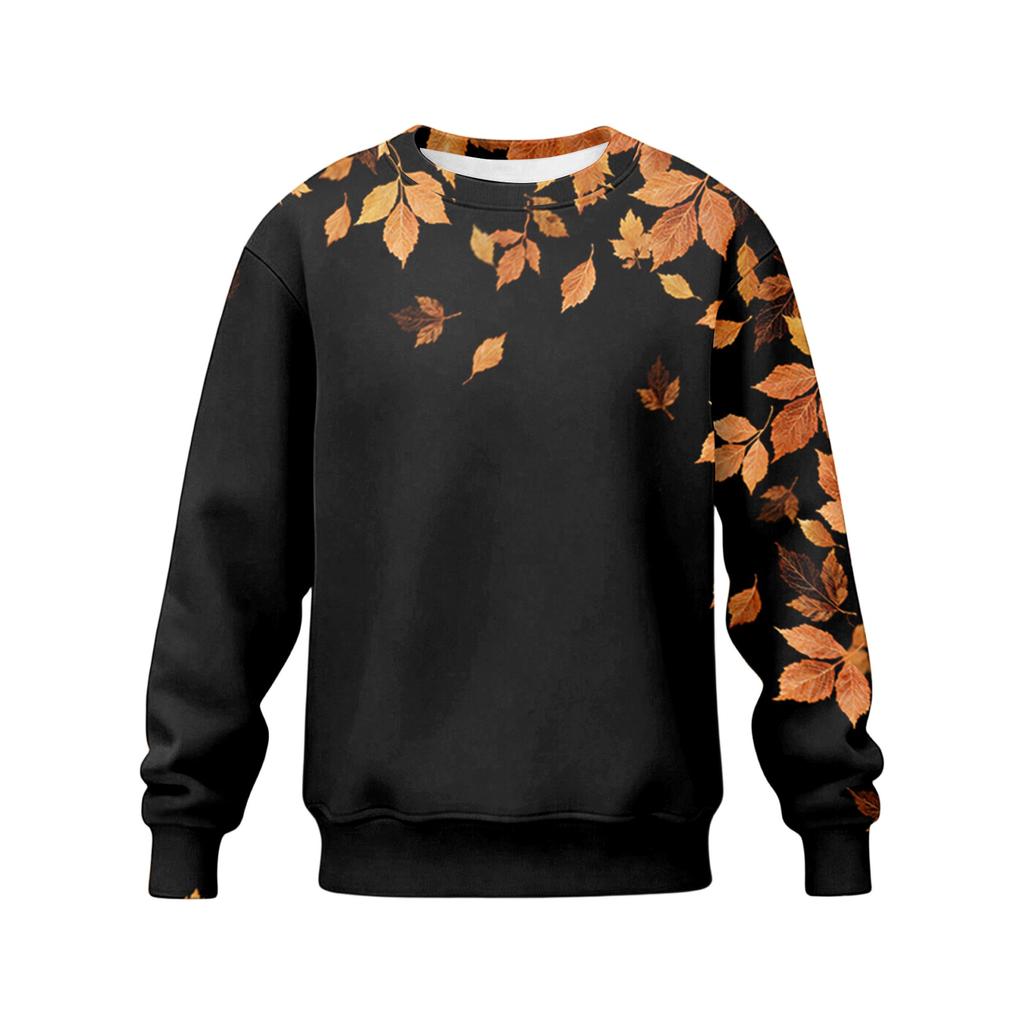 Men's Casual Long Sleeve Loose Fit Round Neck Printed T-Shirt
