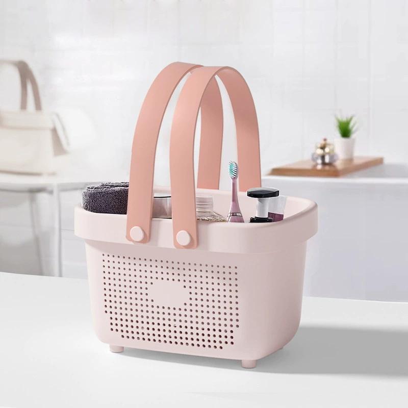 1Pcs Plastic Storage Basket With Handle Portable Shower Caddy Tote Organizer Basket Bin For Bathroom Kitchen Dorm Room Bedroom