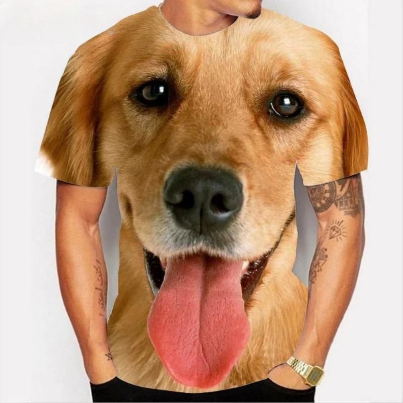3D Print Sports Breathable Men T-shirt Animal Dog Pet Loose Street Outdoor Casual Parent-child Short