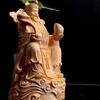 Natural Cypress God of Wealth Figure Statue Hand Carved Solid Wood Suitable For Home Room Office Gathering Wealth Statue