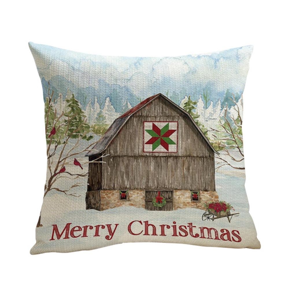 Flax Merry Christmas Pillow Cover Luxury Xmas Throw Pillow Case Christmas Cushion Cover  Bed