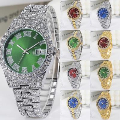 Ležérne dámske hodinky na biznis, módne dámske hodinky s plným diamantom, gypsophila diamant, okrúhly veľký ciferník, kalendár, quartzové hodinky