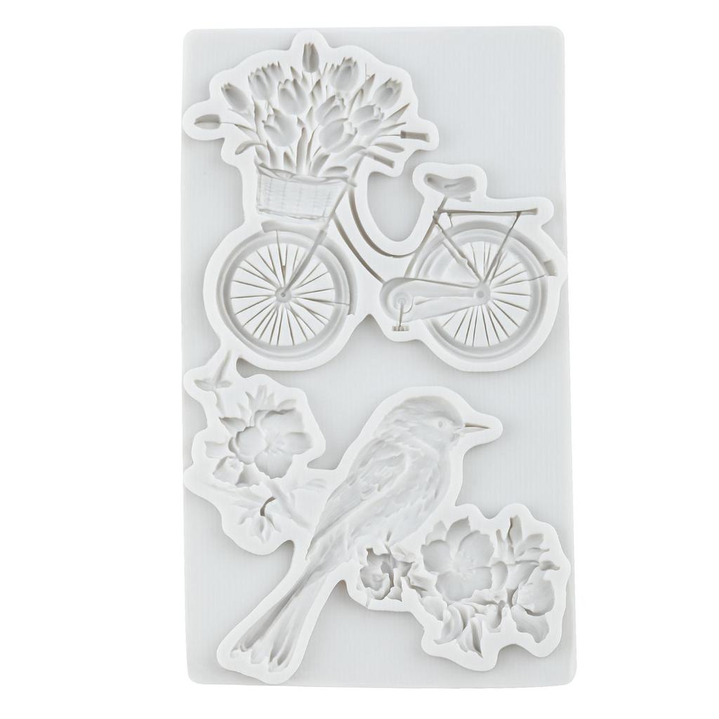 Blossoms Birds Silicone Mold Bicycle Fondant Molds Cake Decorating Tools Theme Cake Dessert Decorated Chocolate Candy Mold
