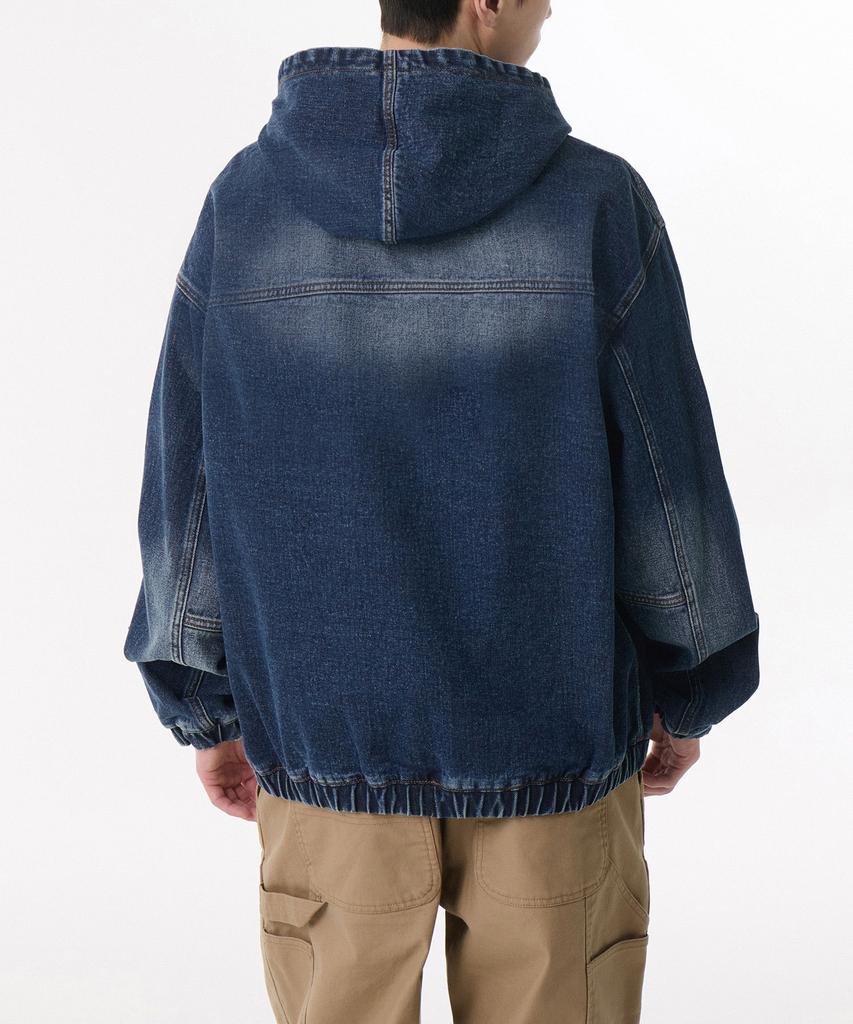 Musinsa Standard Big Brush Oversized Denim Hooded Zip-Up Jacket [Medium Indigo]