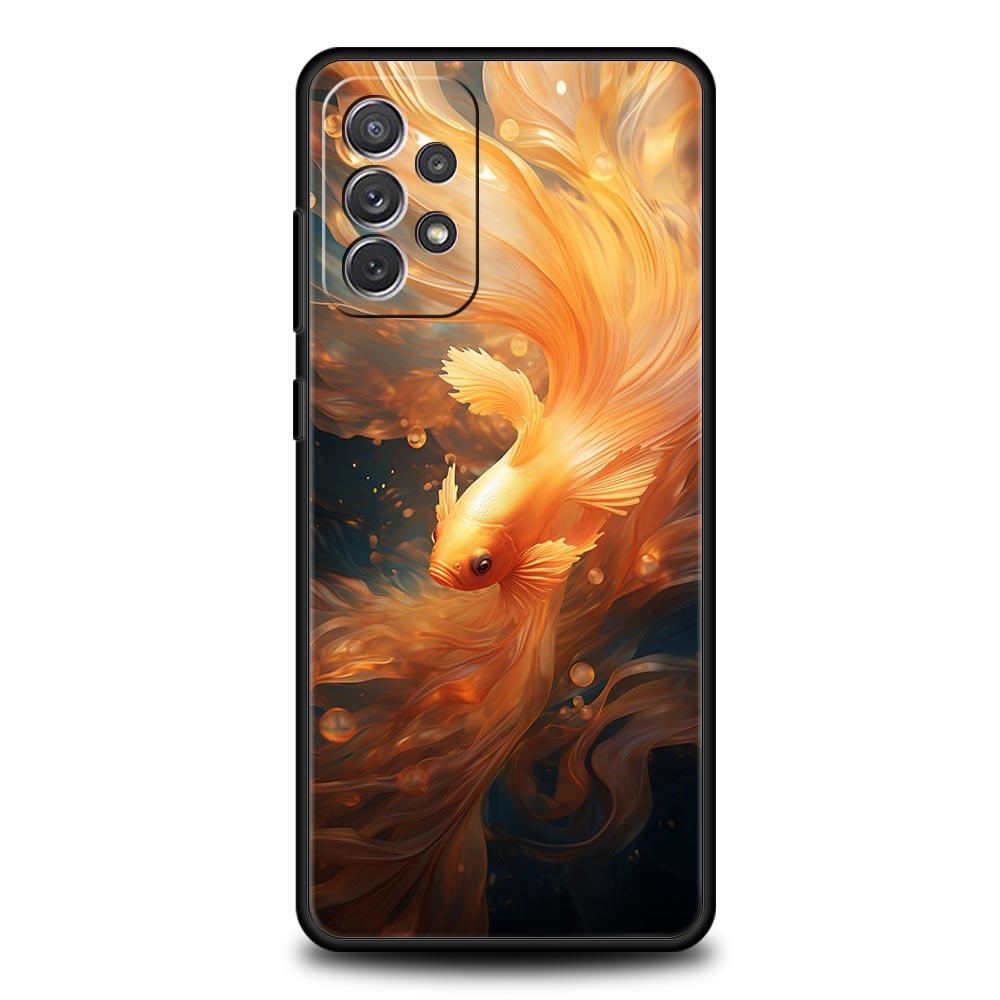 Goldfish Swimming Phone Case for Samsung Galaxy A55 A35 A15 A14 A13 A25 A54 A51 A71 A72 A73 A32 A52 A41 5G Soft TPU Shell Capas