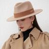French new autumn and winter flat edge woolen top hat men's and women's fashion wide brim black versatile European and American big head circumference