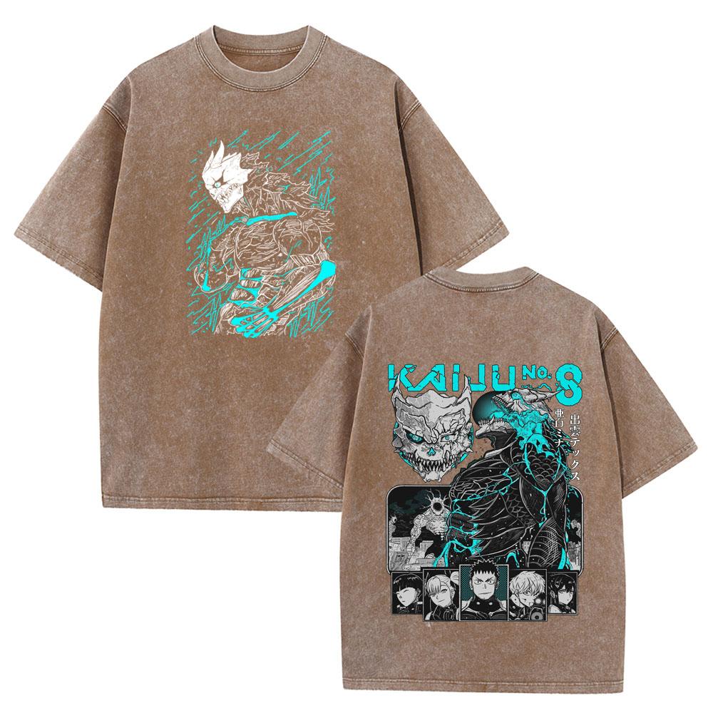 Kaiju No TShirts Anime Kaiju No Snow Kafka Graphic Tshirt Oversized Washed Cotton Tshirt Short Sleeve Tees Mens Clothing