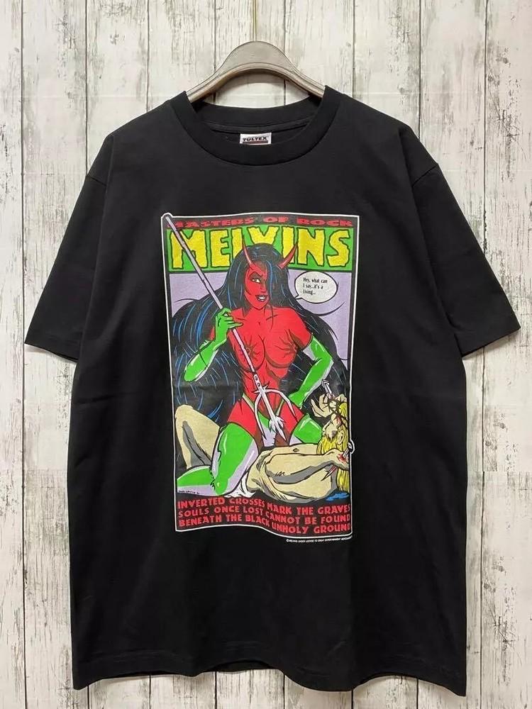 Melvins Devil Horror Graphic Black Short Sleeve Unisex T shirt Reprint S-5XL Unisex T-Shirt M