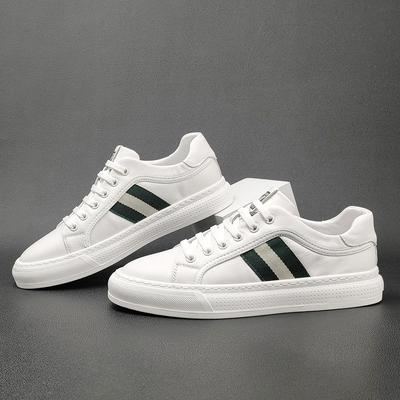 2024 Europese Nieuwe Schoenen voor Heren Koeienleer Casual Schoenen Mode Gestreept Platte Skateschoenen Vetersneaker
