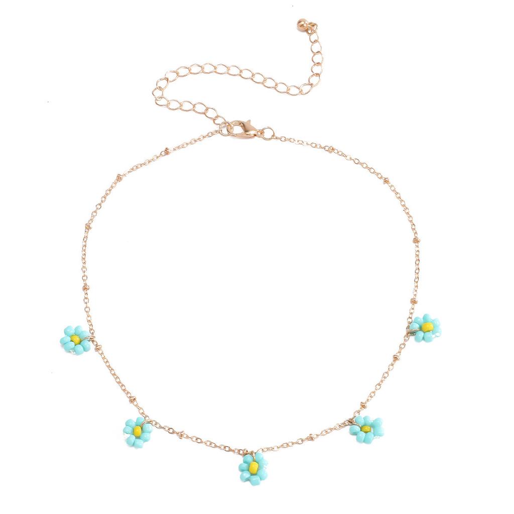 Accessories, Creative Hand-Woven Beaded Colored Rice Bead Necklaces, Simple And Fashionable Small Daisy Fringed Necklaces