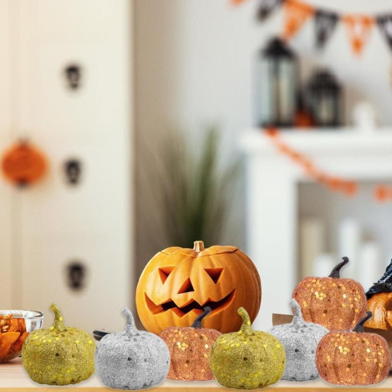 12Pcs Artificial Pumpkins Vegetable Photography Props for Fall Halloween Thanksgiving Porch Holiday Party Decorations