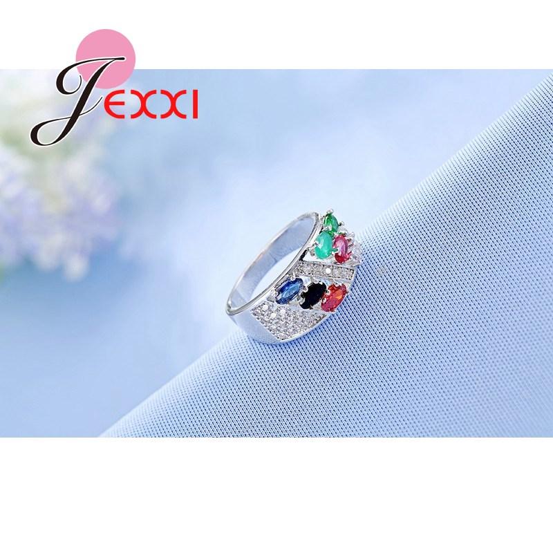 Wholesale Fashion Jewelry AAA Mixed Zircon Rings 925 Sterling Silver Crystal Engagement Wedding Fine Ring For Women