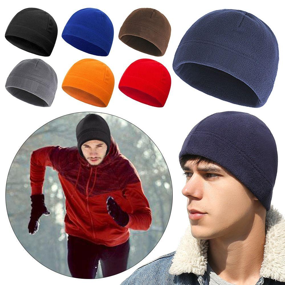 Slouchy Beanie Hat Polar Fleece Fleece Sports Hat Winter Running Cycling Cap for Men Women
