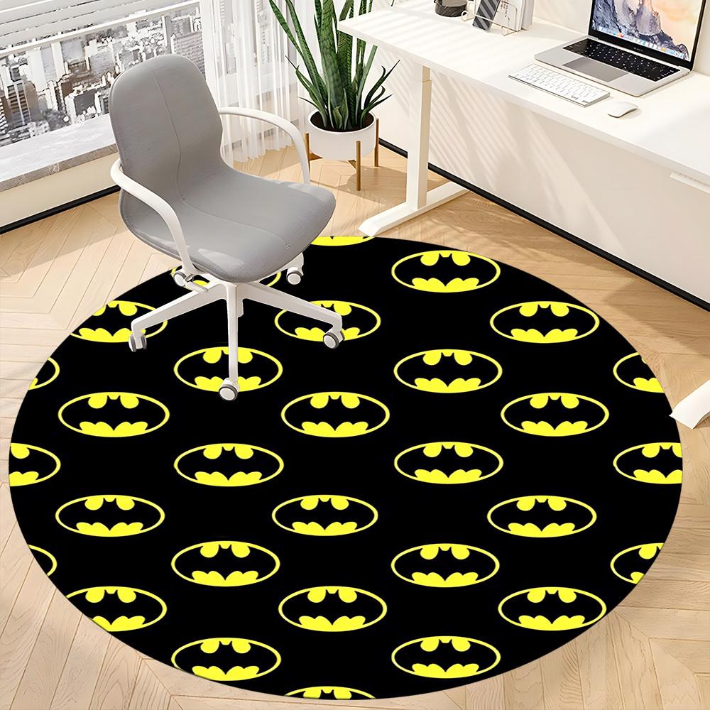 1pc Batman Symbols Office Round Area Rug, Under Office Chairs Bedroom Living Room Home Decor, Room Deco, Available in Various Sizes