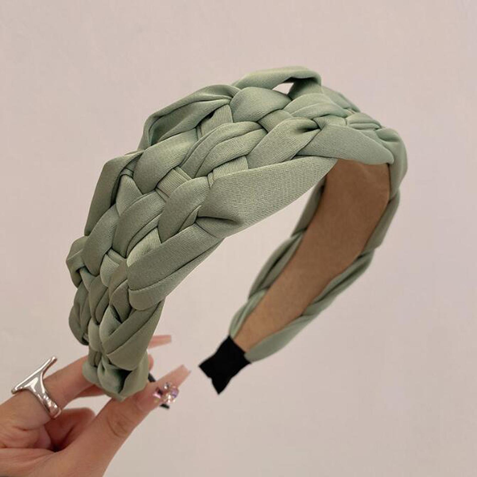 

PROLY Новая Мода Женские Аксессуары для Волос Широкий Боковой Плетеный Тюрбан Однотонный Головной Убор Ручной Работы Повязка на Голову