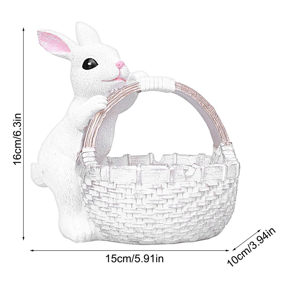 

Bunny Statue Desktop Figurine Ornament Decorative Home Decor Statue Desktop Figurine Ornament For Decor Resin Rabbit Basket білий