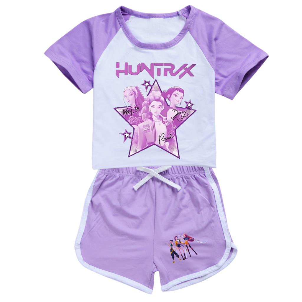 5034 Kids Girls POP Rumi Zoey Mira Print T-shirt Shorts Sport Tracksuit Clothes Set
