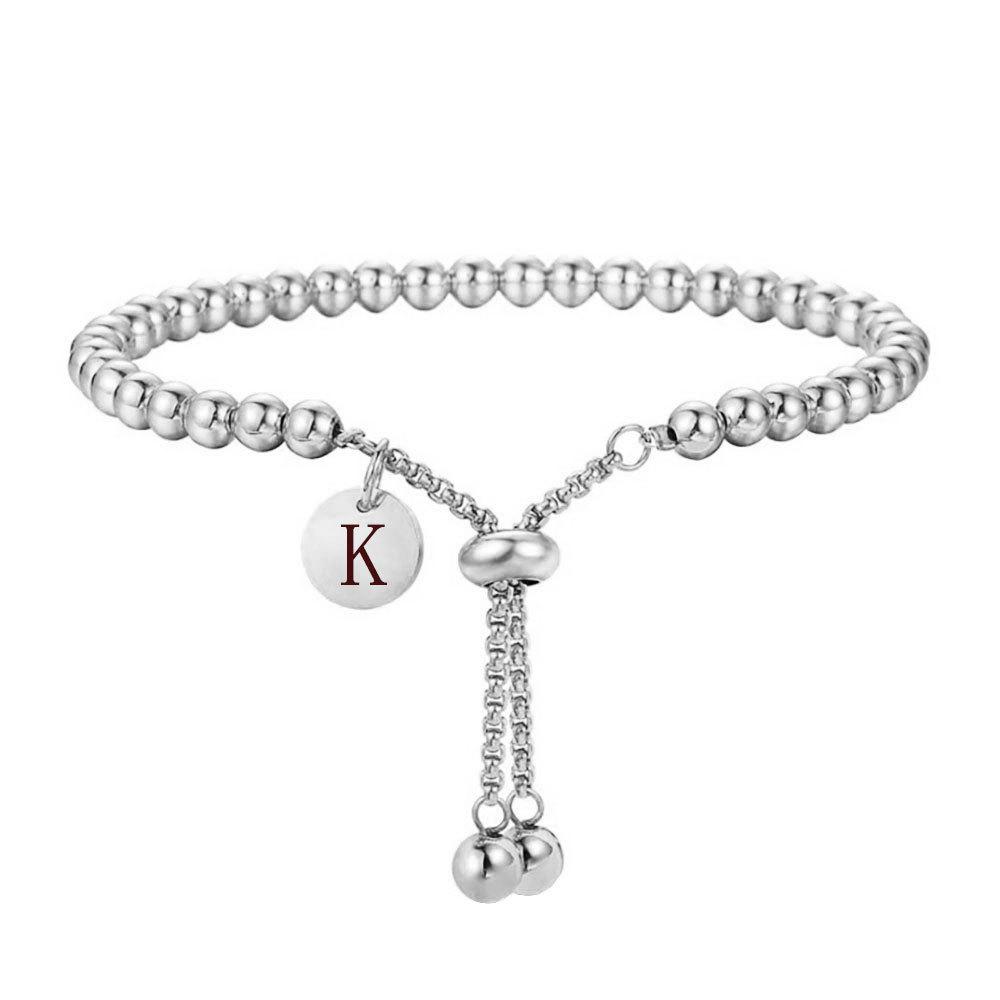 Kadınlar Kızlar için AZ Harfli Boncuklu Bilezikler Alfabe Monogram Charm Altın Rengi Gümüş Rengi Bilezik Paslanmaz Çelik