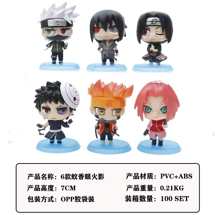 

Hot 6pcs/Set Naruto Q Version Anime Figures Hinata Sasuke Ltachi Kakashi Action Doll Desktop Decoration Collectible Kid Toy Gift no box