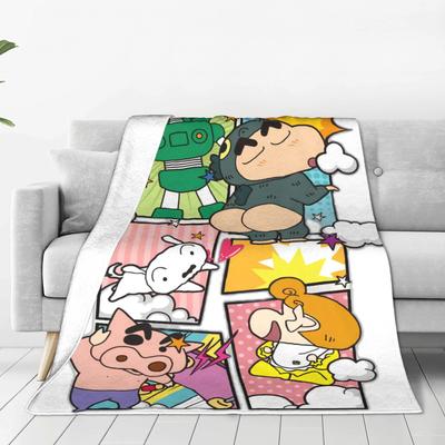 Weiche DeckeKinder Flugzeugreise Lustige Buntstifte Shin-chans Überwurfdecke Flanelldecke für Couch Sessel Sofa Bettdecke