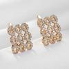 Unique Square Wide Full Natural Zircon English Earrings For Women Fashion  Rose Gold Color Vintage Wedding Jewelry