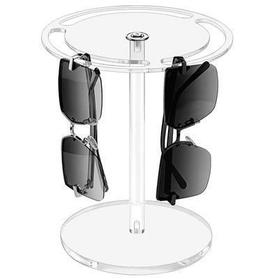 360-Degree Rotating Acrylic Glasses Display Stand For Women Men Clear Eyewear Holder Rack Desktop Organizer Sunglasses Holder