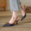 Sandals Women's French Temperament Blue Single Shoes 2025 New Pointed High Heels Stiletto Beautiful Denim High Heels