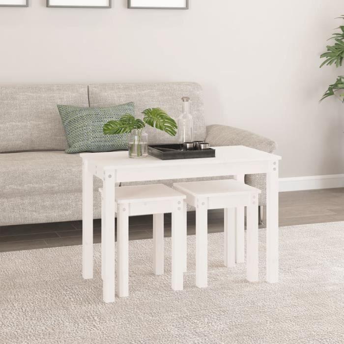 VidaXL Tables gigognes 3 pcs Blanc Bois de pin massif 824979
