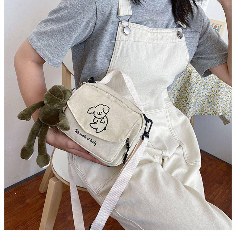 Fashion Canvas Shoulder Bag Women Girls Large Capacity Crossbody Bag Cartoon Harajuku Style Underarm Bag Shopping Bag Handbag