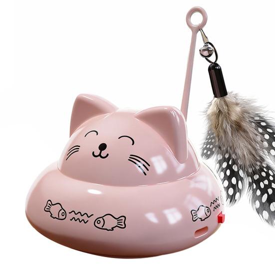 

Электрическая интерактивная игрушка для кошек с перышком и колокольчиком, автоматически движущийся дразнилка для кошек, игрушка от скуки, игрушка для обогащения среды домашних кошек, с музыкой и светом розовый