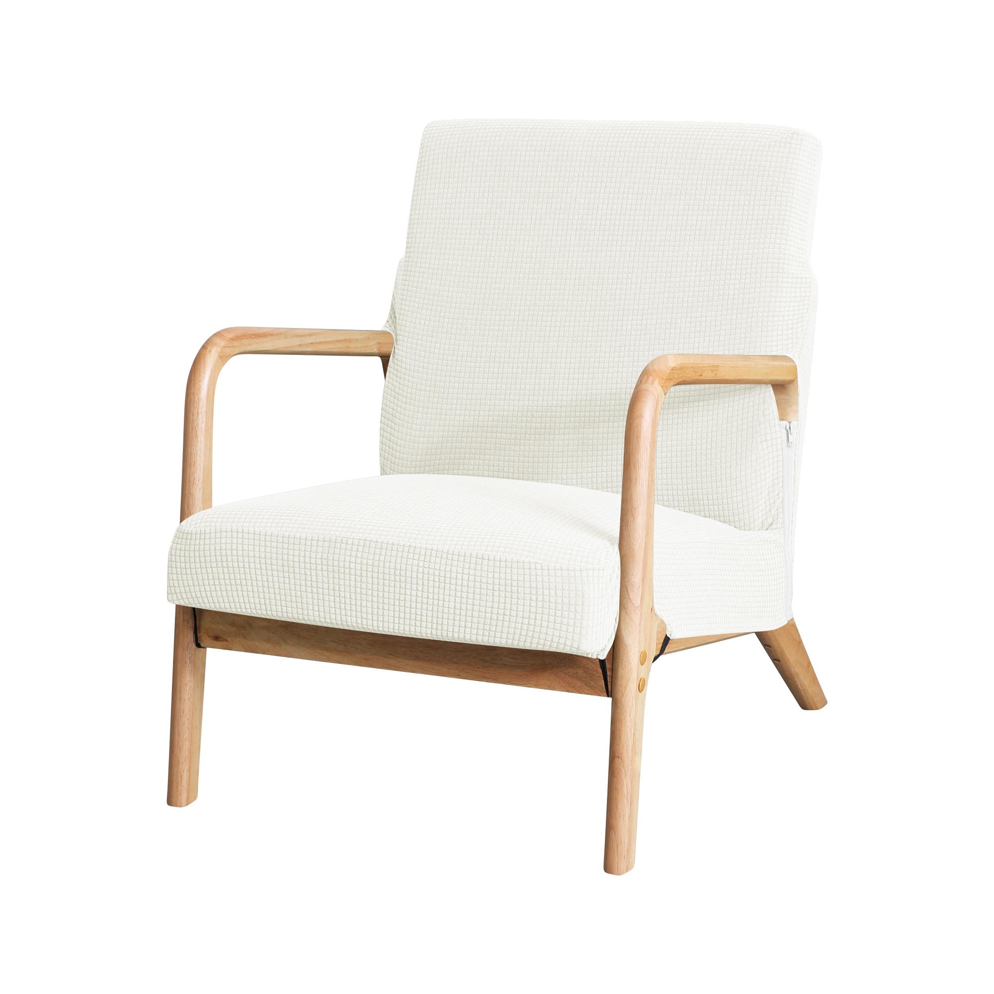 Jacquard Fauteuilhoes Waterafstotend Effen Kleur Rits Houten Stoelhoezen Slipcover Woondecoratie Stretch Meubelhoes 1PC