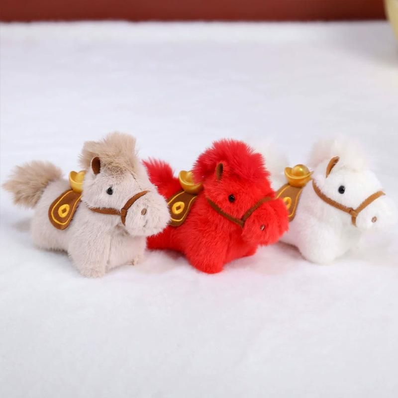 1Pc Horse Keychain New Year Packaging Decoration Festival Gift Ornament Cartoon Pendant Plush Keychain Car Keychain