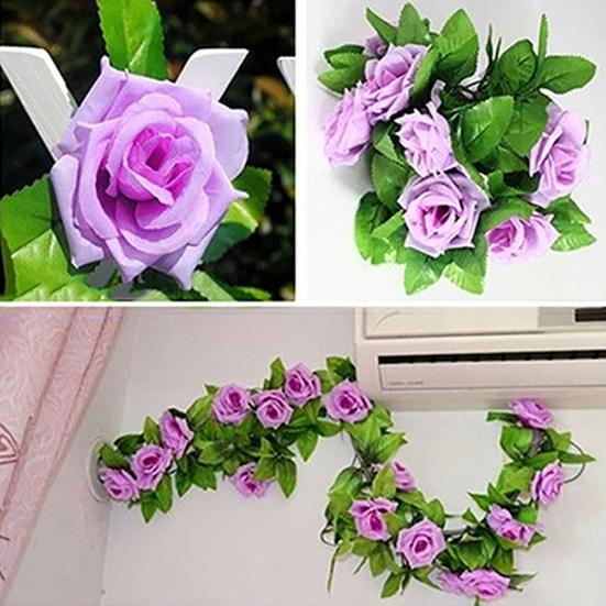 230cm Konstgjord blomma Rose Vine Hängande Garland Party Hem Bröllop Väggdekor