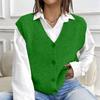 Women's Loose Knitted Vest V-Neck Solid Color Sweater