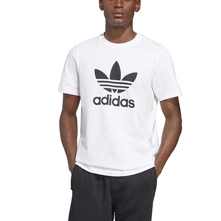 adidas Eredeti Trefoil Logó Nyomott Kerek Nyakú Sport Póló Férfi Felső Fehér IA4816