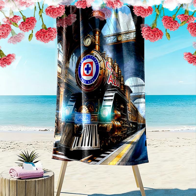 Cruz Azul Print Beach Towel, Large Soft Quick Dry Towel for Beach Camping Swimming