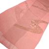 Used Japanese accessories, obi-age, pure silk, snow ring and floral pattern, Shantou embroidery, gold, crepe, pink C-5926