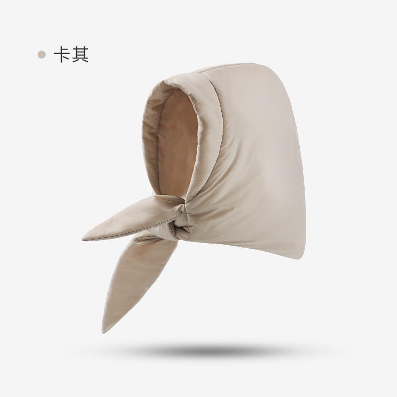 Women Girls Winter Down Hat Windproof Hooded Scarf Soft Warm Balaclava Skull Cap Beanie Hat Waterproof for Cold Day Snow Ski