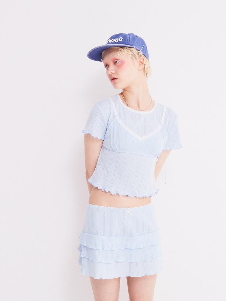 ASIF CALIE Lovely Eyelet Bra T-Shirt Set Blue