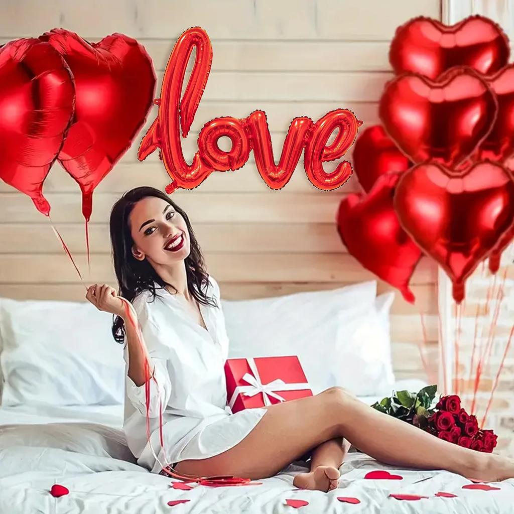 407pcs large red Love Letter balloon set 18 inch heart-shaped balloon rose petals Valentine's Day party anniversary decoration