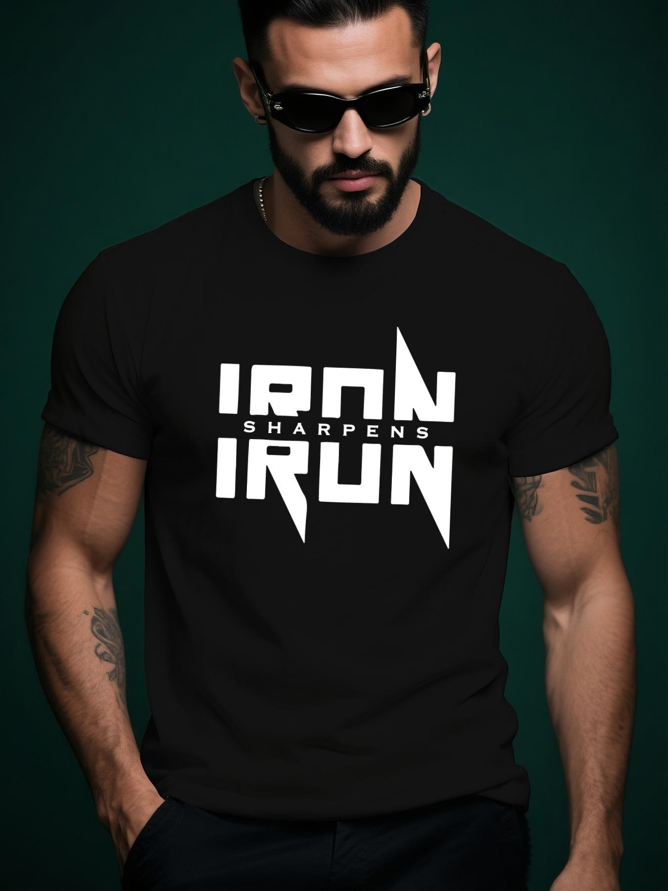 IRON SHARPENS Graphic Tshirt - Casual Summer Crew Neck ... XXXL