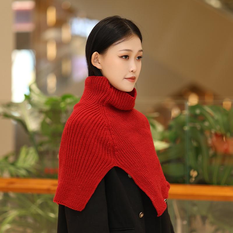 High Collar Shawl Winter Keep Warm Neck Protection Pullover Knitted Scarf For Women