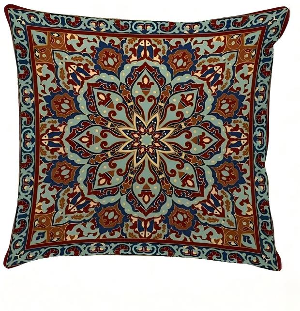 1Pc Bohemian Mandala Plaid Pillow Covers, Zipper Closure, Decorative Cushion Cases For Sofa Bedroom (No Inserts)