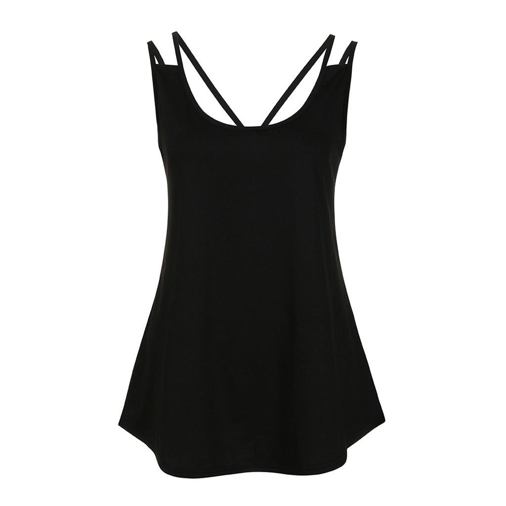 Women Casual V Neck Sleeveless Backless Blouse Tank Tops Clothes