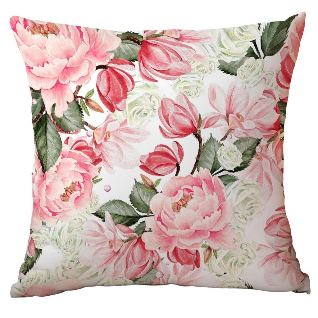 Chinesischer Stil Blumen und Grüne Blätter Kissenbezug Blumen und Blätter Sofa Kissen Sitzkissenbezug Premium Langlebig