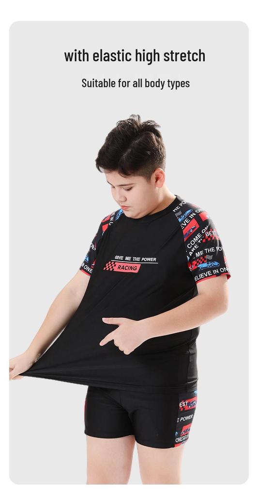 2026 Boys' Quick-Dry Two-Piece Swimsuit Set, Medium & Large Sizes, Customizable, Loose Fit