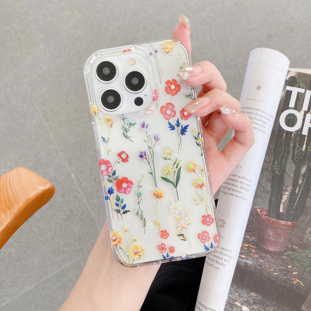 Hot Clear Luxury Design Electroplate Laser Flower Shockproof Mobile Cell Phone Case for iPhone 17 16 15 14 Plus 13 12 11 Pro Max