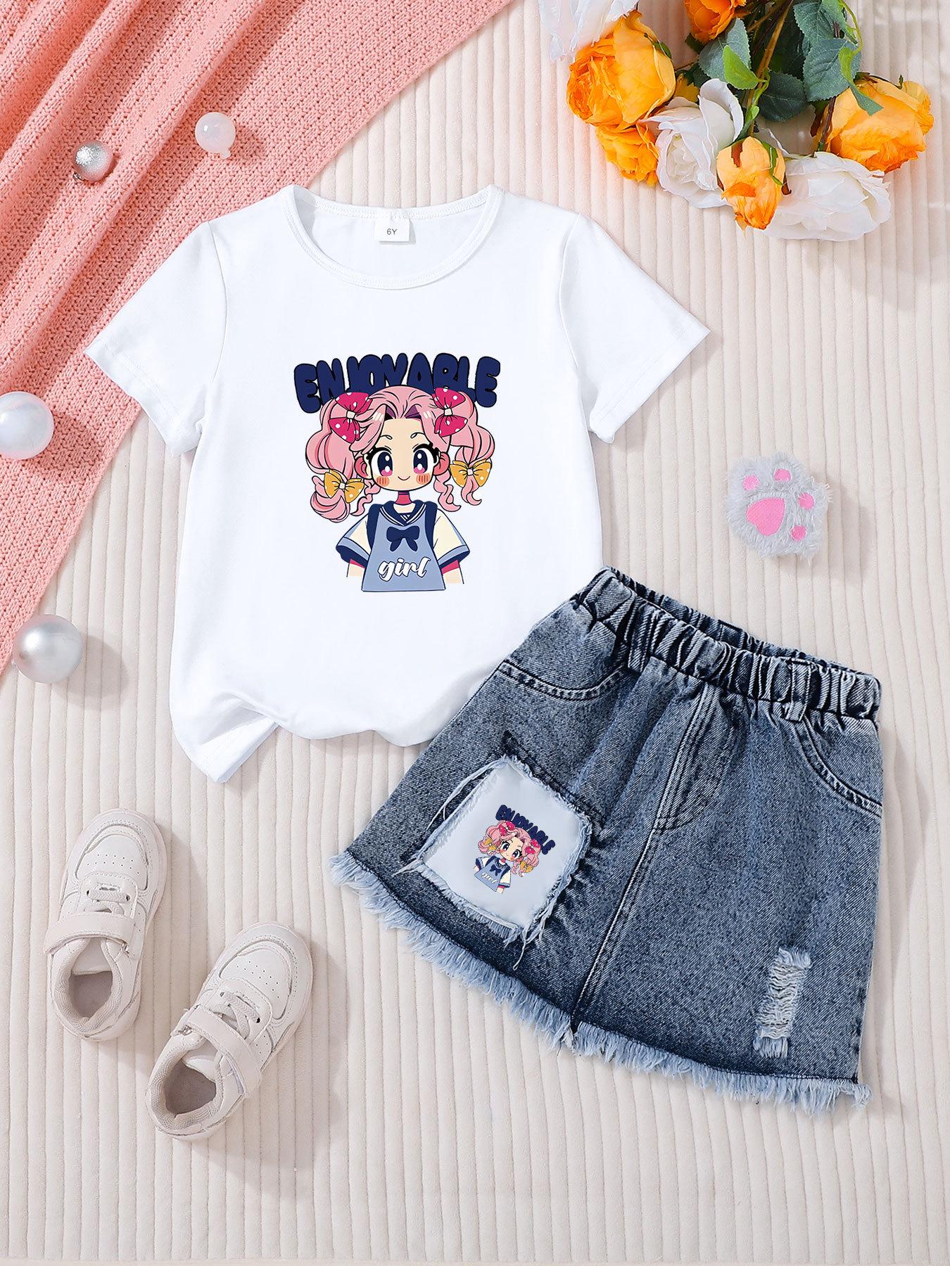 

Girls Casual Fashion Denim Skirt Sets 5Y