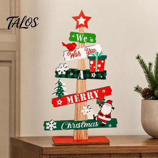 Handmade Xmas Table Centerpieces Christmas Tree Ornament, Wooden Letter Sign Decorative Small Festive Accents for Office Compact Stable Party Supplies